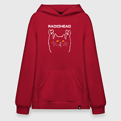 Толстовка-худи оверсайз Radiohead rock cat, цвет: красный