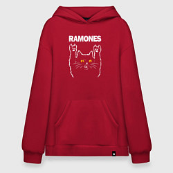 Толстовка-худи оверсайз Ramones rock cat, цвет: красный