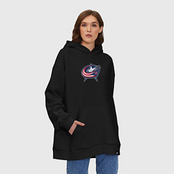 Толстовка-худи оверсайз Columbus blue jackets - hockey team - emblem, цвет: черный — фото 2