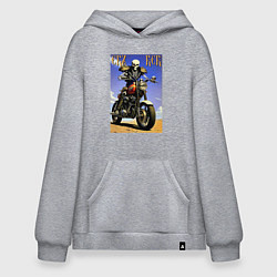 Толстовка-худи оверсайз Crazy racer - skeleton - motorcycle, цвет: меланж