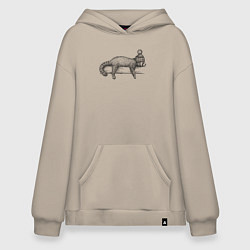 Толстовка-худи оверсайз Рыжая панда отдыхает, цвет: миндальный