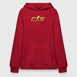 Толстовка-худи оверсайз CS 2 gold logo, цвет: красный