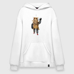 Толстовка-худи оверсайз Roblox робот машет, цвет: белый