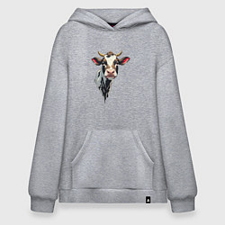Толстовка-худи оверсайз Злая корова, цвет: меланж