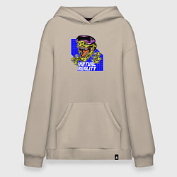 Толстовка-худи оверсайз Virtual reality, цвет: миндальный