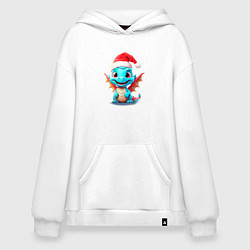 Толстовка-худи оверсайз Милый дракошка, цвет: белый