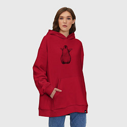 Толстовка-худи оверсайз Пингвинёнок анфас, цвет: красный — фото 2
