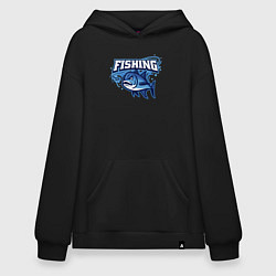 Толстовка-худи оверсайз Fishing style, цвет: черный