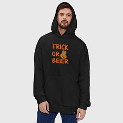 Толстовка-худи оверсайз Trick or beer, цвет: черный — фото 2