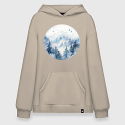 Худи оверсайз Горы в тумане в круге
