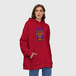 Толстовка-худи оверсайз Purple owl, цвет: красный — фото 2