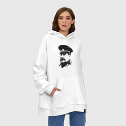 Толстовка-худи оверсайз Сталин в фуражке, цвет: белый — фото 2