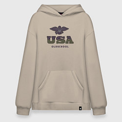 Толстовка-худи оверсайз USA Oldschool, цвет: миндальный