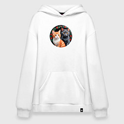 Худи оверсайз Два кота ждут Новый Год