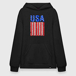 Толстовка-худи оверсайз America flag, цвет: черный