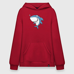 Толстовка-худи оверсайз Cute shark, цвет: красный