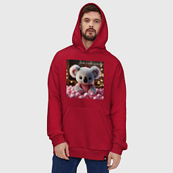 Толстовка-худи оверсайз Игрушечная коала и надпись: зато я очень красивый, цвет: красный — фото 2