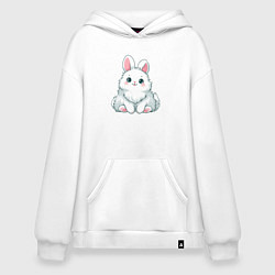 Толстовка-худи оверсайз Пушистый аниме кролик, цвет: белый