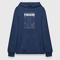 Толстовка-худи оверсайз Perceive streetwear, цвет: тёмно-синий