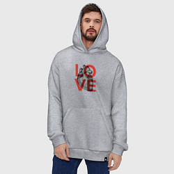 Толстовка-худи оверсайз Love с сердцем, цвет: меланж — фото 2