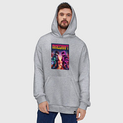 Толстовка-худи оверсайз Minecraft - neon fantasy ai art, цвет: меланж — фото 2