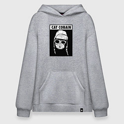 Толстовка-худи оверсайз Cat cobain, цвет: меланж
