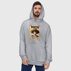 Толстовка-худи оверсайз One Piece - Wanted, цвет: меланж — фото 2