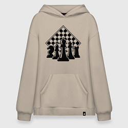 Толстовка-худи оверсайз The chessboard, цвет: миндальный