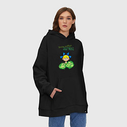 Толстовка-худи оверсайз Меня найдут летом - девочка, цвет: черный — фото 2