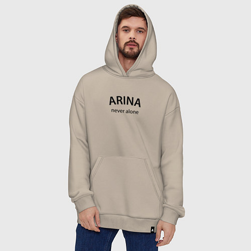 Худи оверсайз Arina never alone - motto / Миндальный – фото 4