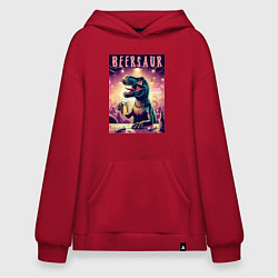 Толстовка-худи оверсайз Beersaur - fantasy ai art, цвет: красный
