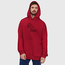Толстовка-худи оверсайз Новогодний поросенок, цвет: красный — фото 2