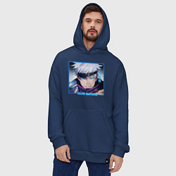 Толстовка-худи оверсайз Сатору Годзё портрет Jujutsu Kaisen, цвет: тёмно-синий — фото 2