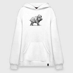 Толстовка-худи оверсайз Новогодний кабан, цвет: белый