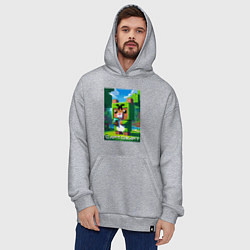 Толстовка-худи оверсайз Capybara and Minecraft collaboration - ai art, цвет: меланж — фото 2