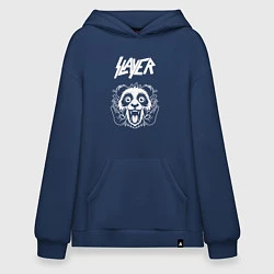 Толстовка-худи оверсайз Slayer rock panda, цвет: тёмно-синий