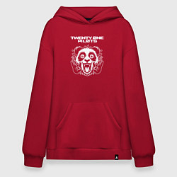 Толстовка-худи оверсайз Twenty One Pilots rock panda, цвет: красный