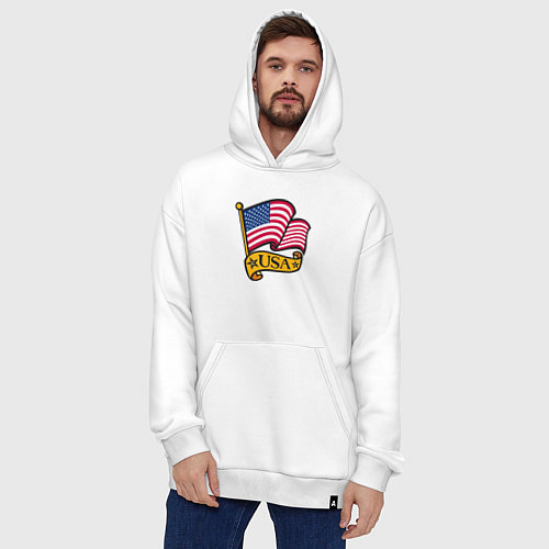 Худи оверсайз American flag / Белый – фото 4