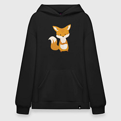 Толстовка-худи оверсайз Недовольный лисёнок, цвет: черный