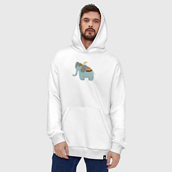 Толстовка-худи оверсайз Cute elephant, цвет: белый — фото 2