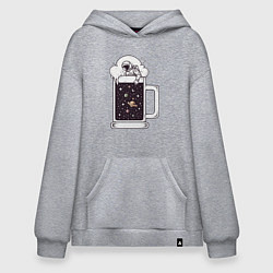 Толстовка-худи оверсайз Космический пивас, цвет: меланж