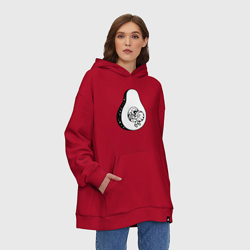 Худи оверсайз Космонавт и авокадо / Красный – фото 3