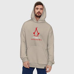 Толстовка-худи оверсайз Assassins creed shadows logo, цвет: миндальный — фото 2