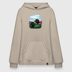 Толстовка-худи оверсайз Духи леса, цвет: миндальный