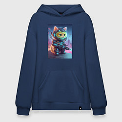 Толстовка-худи оверсайз Cool kitten - special cyberforces, цвет: тёмно-синий