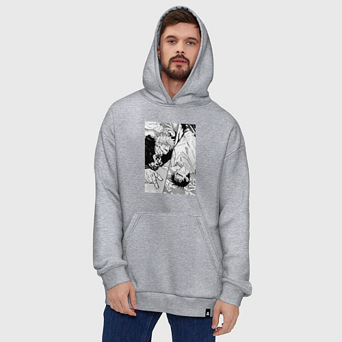 Худи оверсайз Магическая битва Сатору Годзё Тоджи / Меланж – фото 4