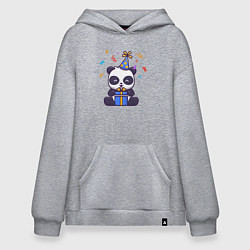 Толстовка-худи оверсайз Панда с подарочком, цвет: меланж