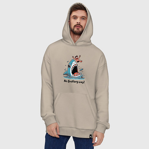 Худи оверсайз Shark and dude - ai art fantasy / Миндальный – фото 4
