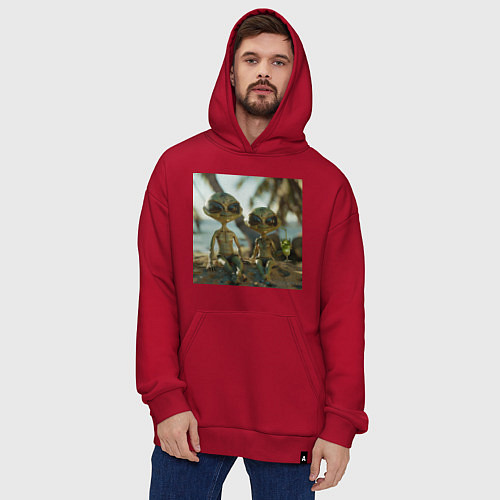 Худи оверсайз Пришельцы на релаксе / Красный – фото 4