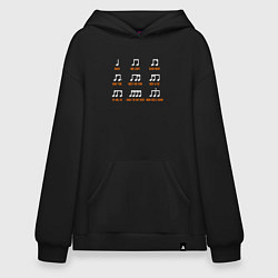 Толстовка-худи оверсайз Композиторы-длительности, цвет: черный